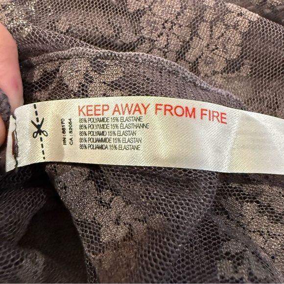 Free People NWT Lady Lux Maxi Sheer Lace Slip Dress Womens Medium Dark Gull Gray - Picture 10 of 10